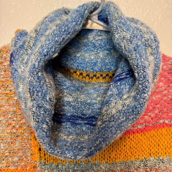 Sincerely Jules Colorful Patchwork Cowl Neck Chunky Bell Sleeve Sweater Size XS - Picture 6 of 11